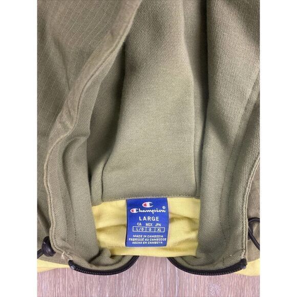 Champion‎ Jacket Pullover 1/2 Zip Windbreaker Large Lime & green- Hooded Ripstop - Picture 11 of 11